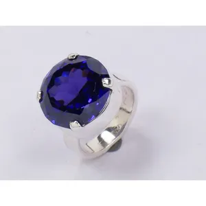 Anillo de Plata 925 para Mujer con Gema Azul, Engaste de Bisel Personalizable, Pieza Destacada - Product Image 3