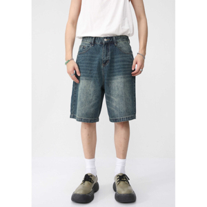 Venta caliente verano Streetwear moda suelta Denim Baggy Jorts ajuste relajado y cómodo hombres Denim Jorts con bolsillo OEM - Product Image 1