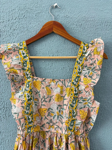 เดรสแม็กซี่ทำด้วยมือเดรสยาวผ้าฝ้ายลายดอกไม้ระบายอากาศได้ดีสำหรับฤดูใบไม้ร่วง - Product Image 3