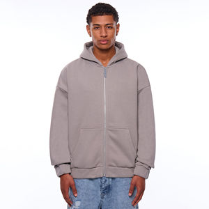 Wholesale Streetwear Zipper <b>Hoodie</b> Terry Cotton Custom Thermal <b>Full</b> <b>Zip</b> <b>Up</b> <b>Hoodie</b> For Men Long Sleeve Basic Cotton Blended - Product Image 1