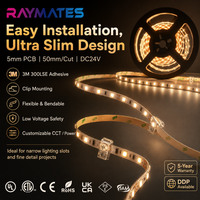 Bande lumineuse LED ultra-étroite RAYMATES 5 mm, 120 LED/m, 2700K, 3000K, 4000K, 6500K, bande lumineuse LED flexible pour la maison, DC24V