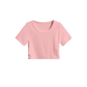 Camisas cortas lisas para mujer de alta calidad personalizadas 100% algodón transpirable moda de verano ropa informal de moda camiseta de mujer - Product Image 5