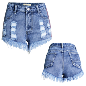 Women High Waist Denim Shorts Vintage Sexy Breathable Ripped Distressed Summer Hot Pants <b>Stretch</b> Casual Streetwear Trendy - Product Image 1