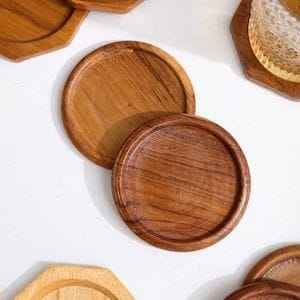 Sous-verres de table faits à la main en bois pur vente chaude décor d'hôtel à la maison sous-verres en bois au prix de gros - Product Image 3