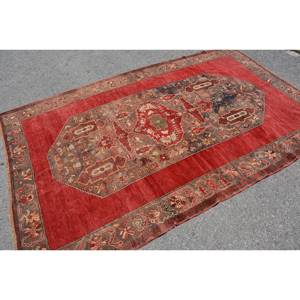 Alfombra clásica de lana rojo Beige de 4,9x7,9 pies Vintage turco área grande tejido plano Patchwork para decoraciones de sala de estar látex - Product Image 2