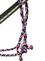 Harnais de selle western haut de gamme en corde, fait main, en polypropylène, bleu/noir/rouge/blanc, ajustement confortable, durable, tressage mule.