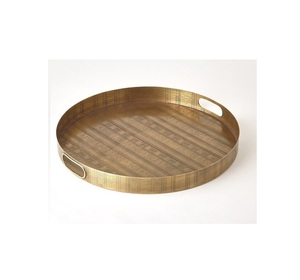 Restaurantes Hogar Cocina Desayuno Servidor Bandeja Color dorado Acabado Forma cuadrada Bandeja DE SERVICIO DE METAL hecha a mano - Product Image 4