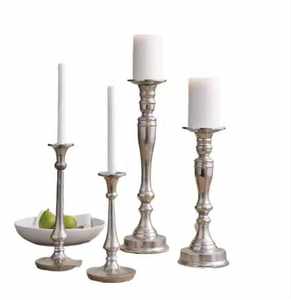 Candelabro Decorativo de Metal para el Hogar, Portavelas de Pilar Plateado Antiguo para Decoración de Bodas - Product Image 4