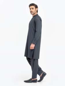 Shalwar Kameez classique ethnique pakistanais pour hommes, coupe régulière, lavage facile, tenue traditionnelle musulmane pour tous les jours et la prière - Product Image 4