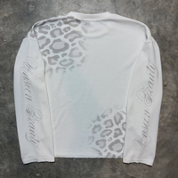 Chemise Homme Personnalisée Y2K Hip Hop Écologique Imprimé Léopard Manches Longues Gaufre Décontractée Ample Vintage Texte Cursif sur Manches Streetwear