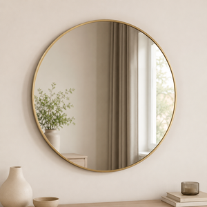 Gold Round Wall <b>Mirror</b> Modern Metal Frame Bathroom Vanity <b>Mirror</b> Home Bedroom Living Room Decor modern metal frame <b>mirror</b> - Product Image 4