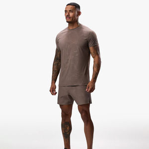 Ropa deportiva de verano de talla grande para hombre al por mayor, camiseta y pantalones cortos de algodón transpirable para gimnasio, chándal, colección informal de 2 piezas - Product Image 5