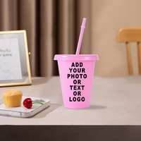 Gobelets en plastique personnalisés de 16 oz avec couvercles et pailles, réutilisables pour café glacé, gobelets de fête personnalisés en gros