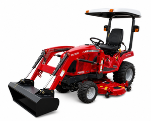 Tracteur compact ICE DL100 avec chargeur frontal et attache tondeuse rouge 4x4, matériel agricole - Product Image 1