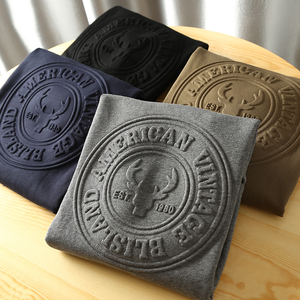 Sweats à capuche et sweat-shirts pour hommes de haute qualité Basics Cotton Blended 3D Embossed Design Custom Cotton Fleece Logo Embroidery Crewneck - Product Image 6