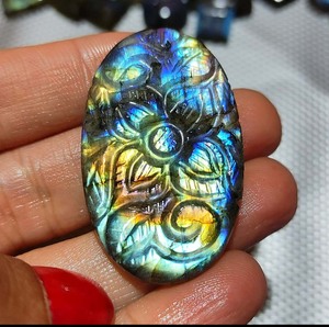 มาใหม่รูปร่างปืนแลบราโดไรต์ทำด้วยมืออัญมณีธรรมชาติแกะสลักวันวาเลนไทน์เครื่องประดับคู่รักของขวัญแต่งงาน - Product Image 2