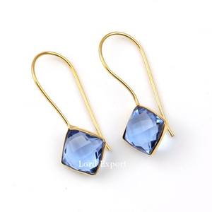 Pendientes de Plata de Ley 925 Chapados en Oro Hechos a Mano con Piedras Preciosas, Tanzanita y Cuarzo, Joyería Colgante para Mujer, Regalos para Fiestas, Joyería Fina - Product Image 2