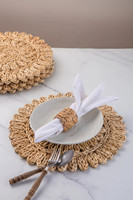 Vente en gros de napperons ronds en cosse de maïs napperons tissés en rotin Boho napperons de printemps de ferme