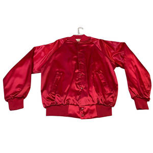 Veste universitaire en satin de haute qualité Hip Hop personnalisé Streetwear unisexe boutonné veste en satin doux - Product Image 1