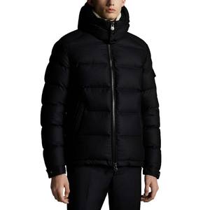 Chaqueta acolchada con logotipo personalizado, chaqueta informal impermeable negra de invierno con cuello levantado, estilo fino, posición frontal del logotipo, teñido liso - Product Image 3