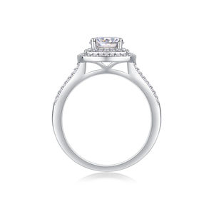 แหวนเพชรสีขาว14K สำหรับผู้หญิงที่มีเพชรโมอิสซาไนต์เป็นหินหลัก - Product Image 3