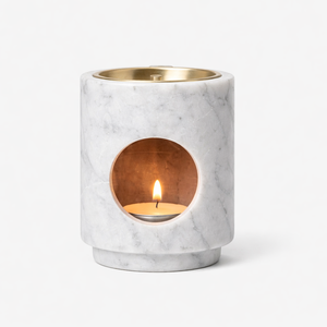 Brûleur et support d'encens en marbre naturel artisanal avec couvercle en dôme perforé, design minimaliste en pierre, accessoire d'aromathérapie haut de gamme - Product Image 5