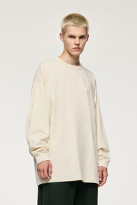 100% coton Jersey pull T-Shirt 305gsm à manches longues surdimensionné haute qualité broderie impression T-shirt pour hommes - Product Image 4