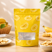 Sachets Doypack Personnalisés avec Fermeture Ziplock et Fenêtre Transparente, Surface Brillante, pour l'Emballage de Chips de Banane, Sachets en Aluminium