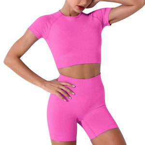 Conjunto de ropa deportiva de gimnasio Reversible de alta calidad para mujer, ropa activa de Yoga transpirable, logotipo personalizado, ropa de Fitness que absorbe el sudor de 2 piezas - Product Image 2