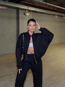 Ensemble de 2 pièces personnalisé, vente en gros, survêtement élégant à fermeture éclair 100% coton biologique, survêtements décontractés - Product Image 3