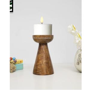 Portavelas de pilar de madera natural, Color marrón para mesa, hogar y boda, decoración de iluminación, pilar de vela - Product Image 5