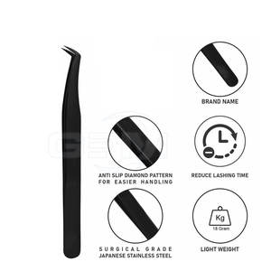 Pinzas Profesionales para Pestañas de Acero Inoxidable Negro, Marca GEMSTONE ENTERPRISES, Logotipo Personalizado, Punta Suave y Duradera, Nuevo Diseño en Oferta - Product Image 2