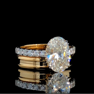 Anillo de compromiso con diamante cultivado en laboratorio de 3.20 ct, corte ovalado, oro sólido de 14k, certificado por IGI. - Product Image 2