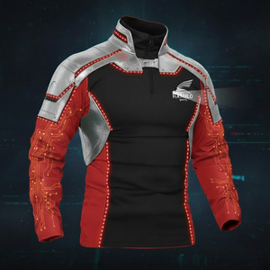 Service OEM, logo personnalisé, t-shirt de compression de sport à manches longues, 100% coton, motif uni - Product Image 6