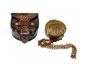 アンティーク真鍮コンパスビンテージポケット航海用クラフトモデル新着ブラウンレザーボックスホーム装飾サンディアルデジタルメタルポインター - Product Image 1