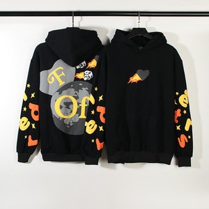 เสื้อฮู้ดสวมหัวสีดำน้ำหนักเบาน่ารักเสื้อสเวตเชิ้ตแบบปักลายนูนผ้าฝ้ายฝรั่งเศสเทอร์รี่3D โฟม - Product Image 4