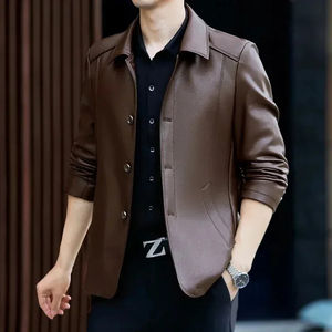 Nouvelle mode en peau de mouton haut en cuir véritable a demandé boutons veste mince séchage rapide pakistan coupe-vent hommes vestes en cuir vente - Product Image 3