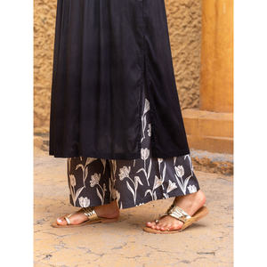 Chiffon Wide-Leg <b>Palazzo</b> Pants with Digital Floral <b>Print</b> Elastic Mid Waist - Product Image 5