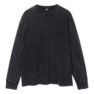 Suéter de gran tamaño personalizado 100% algodón 240gsm para hombre, camiseta Vintage de manga larga con serigrafía, sudadera de talla grande - Product Image 2