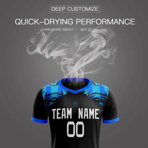 Uniforme de Fútbol Personalizado al por Mayor, Elegante y Económico, Negro y Azul, Conjunto Completo, Servicio OEM Disponible, el Mejor Diseño Personalizado de Moda - Product Image 5