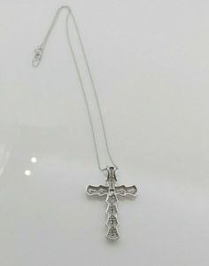 1.03 Ct Baguette Natural White Blue Diamond <b>Cross</b> Pendant Sterling Silver Unisex Necklace Latest Design India Link <b>Chain</b> - Product Image 6