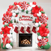 Kit d'arche de guirlande de ballons de Noël MIQI rouge, vert et blanc, ballons en aluminium en forme de canne à sucre et d'étoile, logo personnalisé pour toutes les fêtes