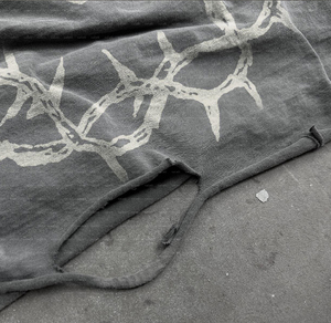 เสื้อยืดพิมพ์ลายสกรีนโลโก้แบบกำหนดเองเสื้อยืดผ้าฝ้ายวินเทจแขนวาฟเฟิลยาวสองชั้น - Product Image 3