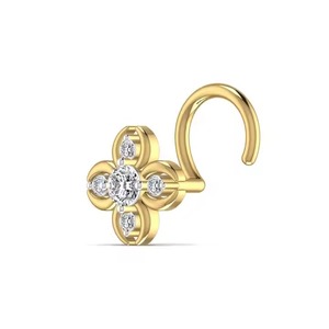 Flourish Design 0.11CT Lab Diamond <b>Nose</b> <b>Ring</b> for Women in 14kt Yellow Rose & White Gold Wedding Fine Jewelry - Product Image 4