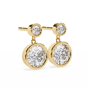 ต่างหูเม็ดกลมเพชรเม็ดกลมสีทอง10K 14K 18K น่ารักสำหรับผู้หญิง - Product Image 2