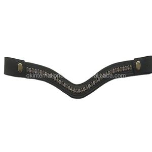 Single Row Customized Multicolor Bling <b>Large</b> <b>Stones</b> Crystal Empty Channel Leather Horse Brow Band Wholesale Bling Brow Band - Product Image 1