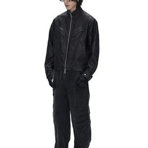 Chaqueta Bomber de Cuero Genuino para Hombre, Diseño Personalizado al por Mayor, Cuello Alto, Logotipo Repujado Vintage, Cierre de Cremallera - Product Image 6