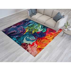 Tapis imprimé vibrant : moderne, grand, antidérapant, décoration de sol de luxe, tapis en chenille - Product Image 5
