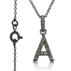 Lujo hecho a mano 925 Plata y Diamante joyería fina collar letra A alfabeto personalizado alta calidad collar de compromiso de las mujeres OEM - Product Image 2