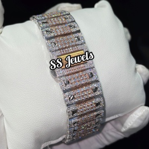 นาฬิกาหรูสำหรับผู้ชายประดับเพชรหน้าปัดนาฬิกาอัตโนมัติหรูหรา VVS หน้าปัดสีส้มเส้นผ่านศูนย์กลาง41มม. สไตล์ฮิปฮอป - Product Image 3